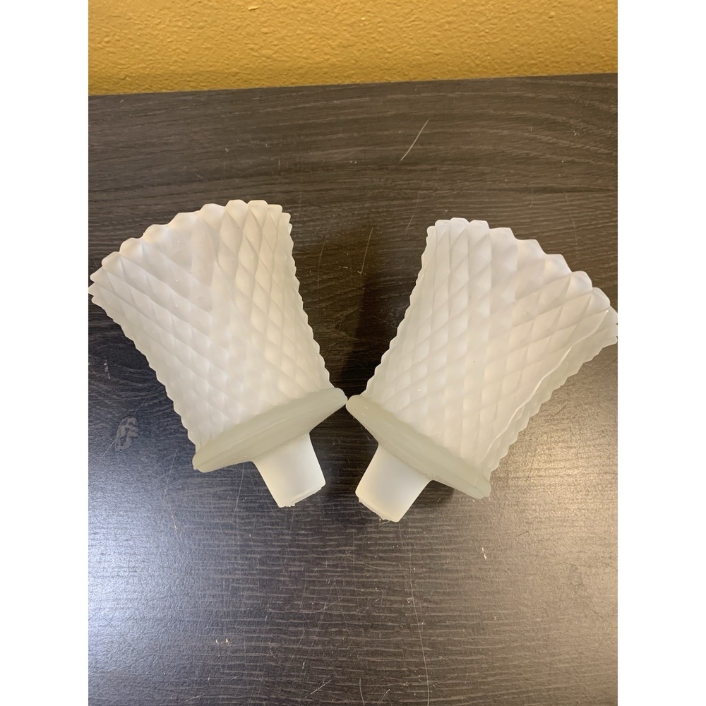 VTG White MILK Glass Hobnail Votive Peg Cup Candle Holder Set Of 2